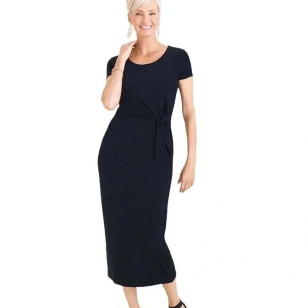 Chicos Travelers Size 0 4/6 Tie Detail Long Dress G7